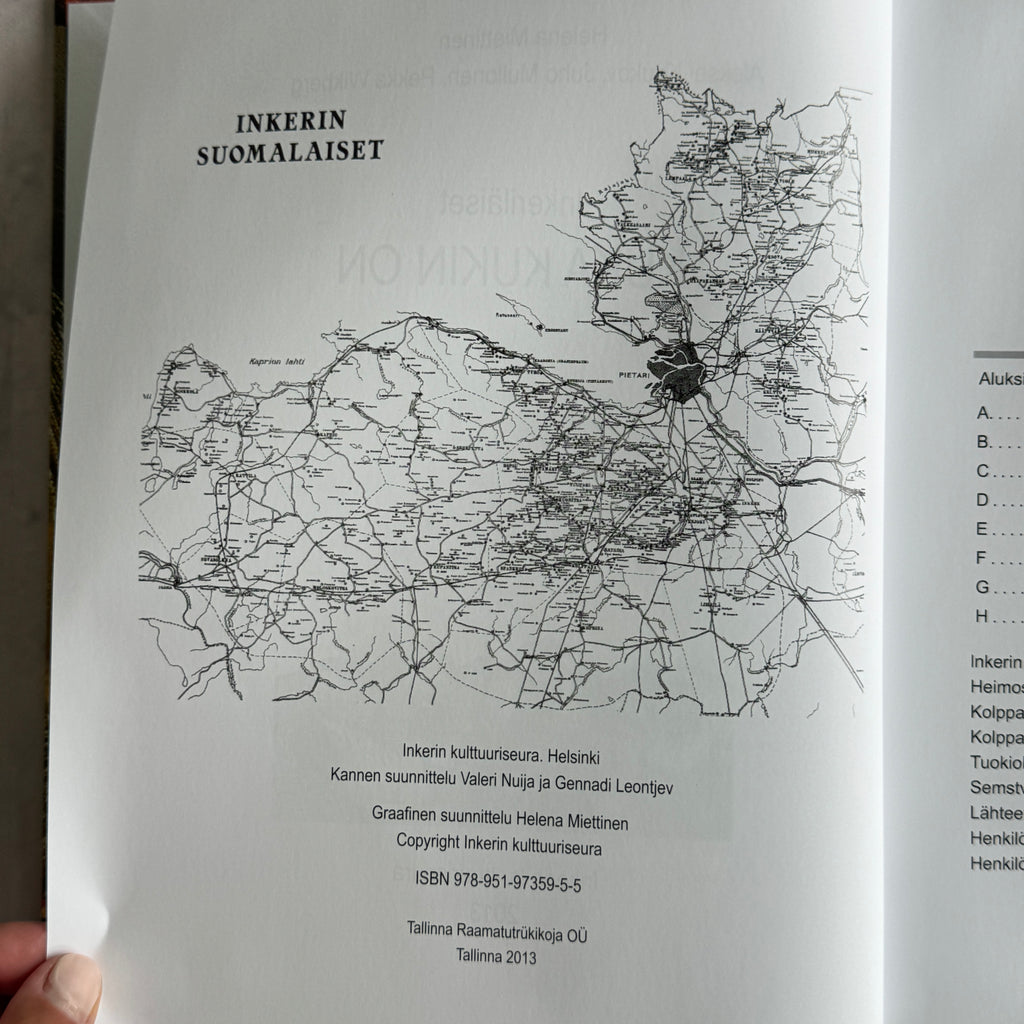 Map of Ingria and imprint with ISBN