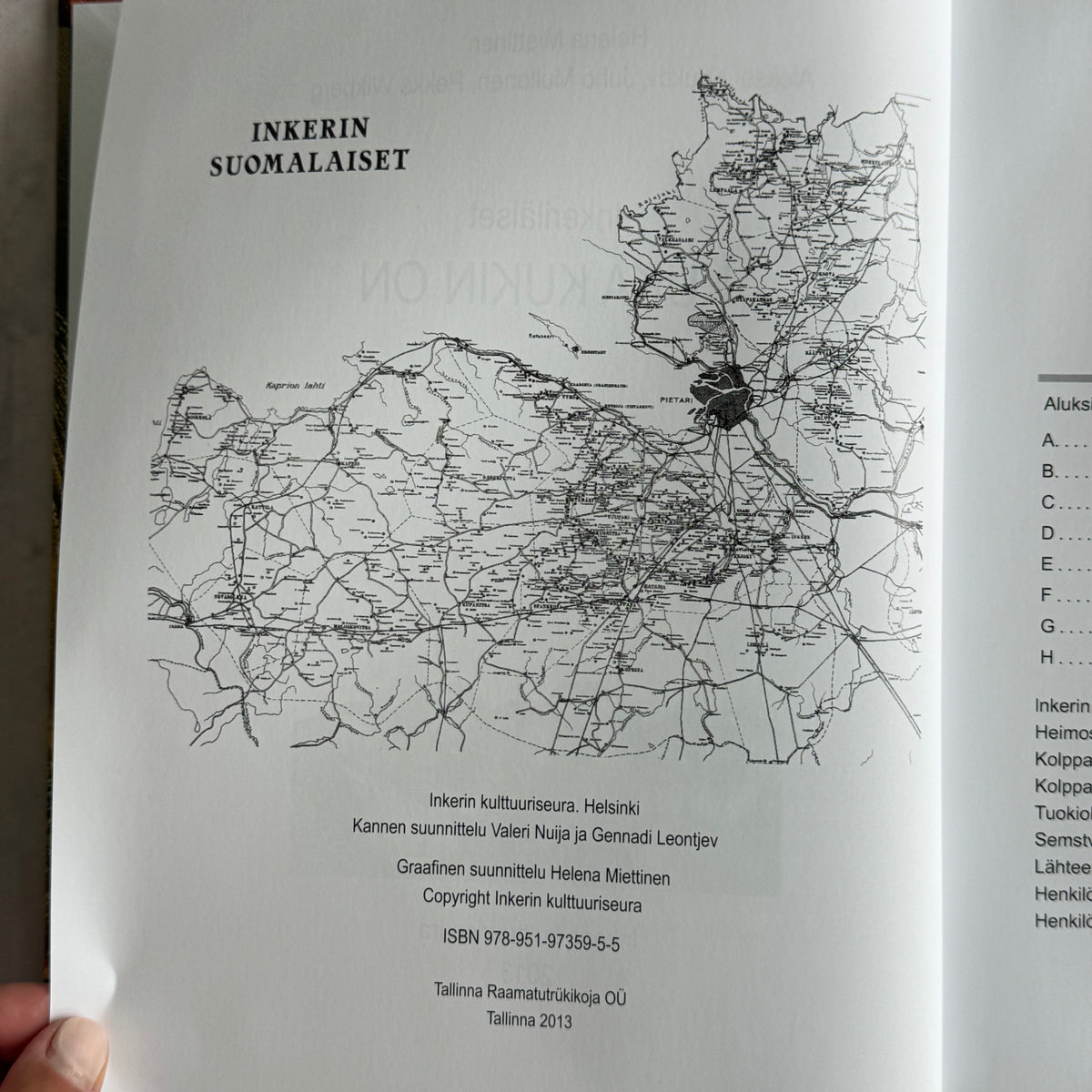 Map of Ingria and imprint with ISBN