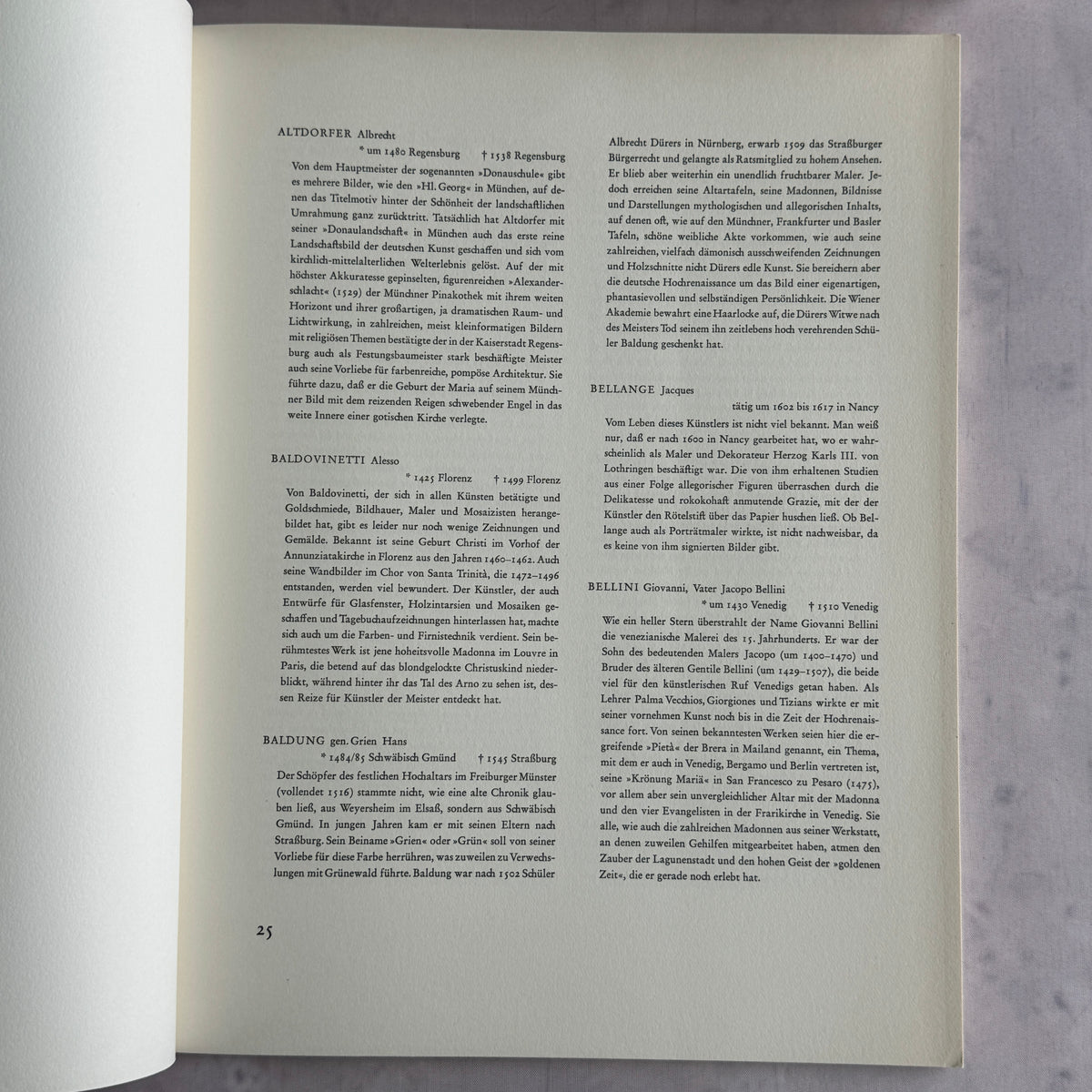 Artist biographies page