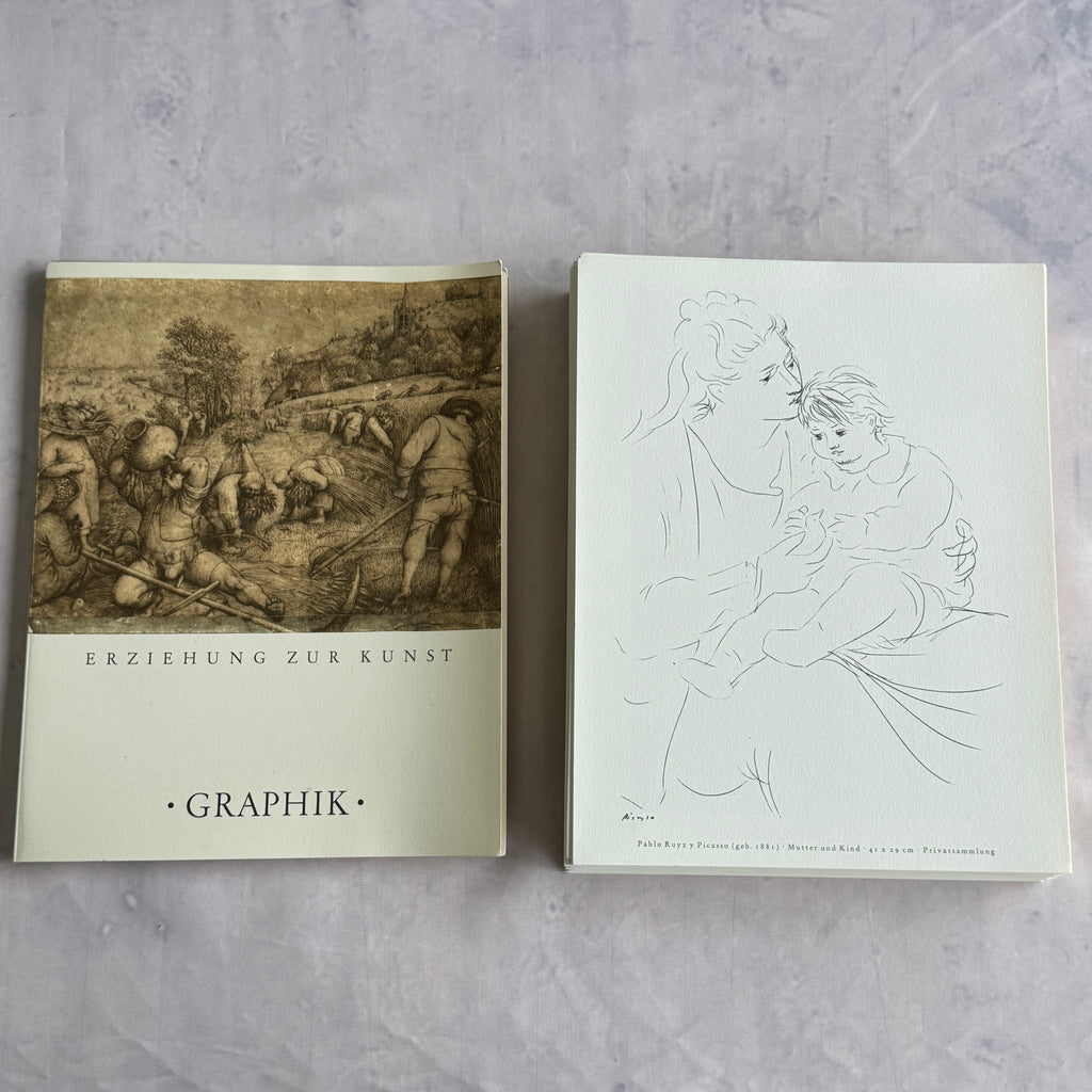 Text volume and stack of loose plates with Picasso drawing