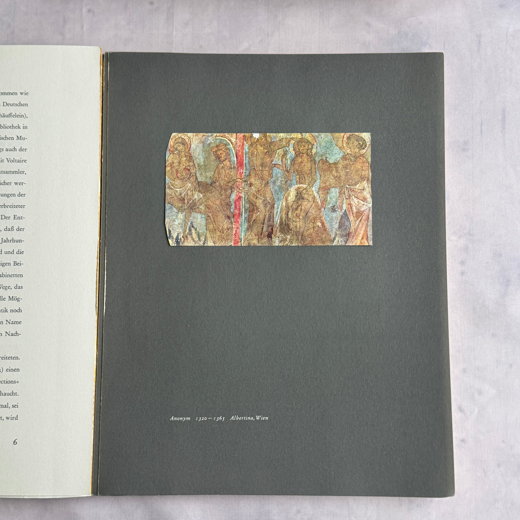 Medieval drawing reproduction from the Albertina on gray mount