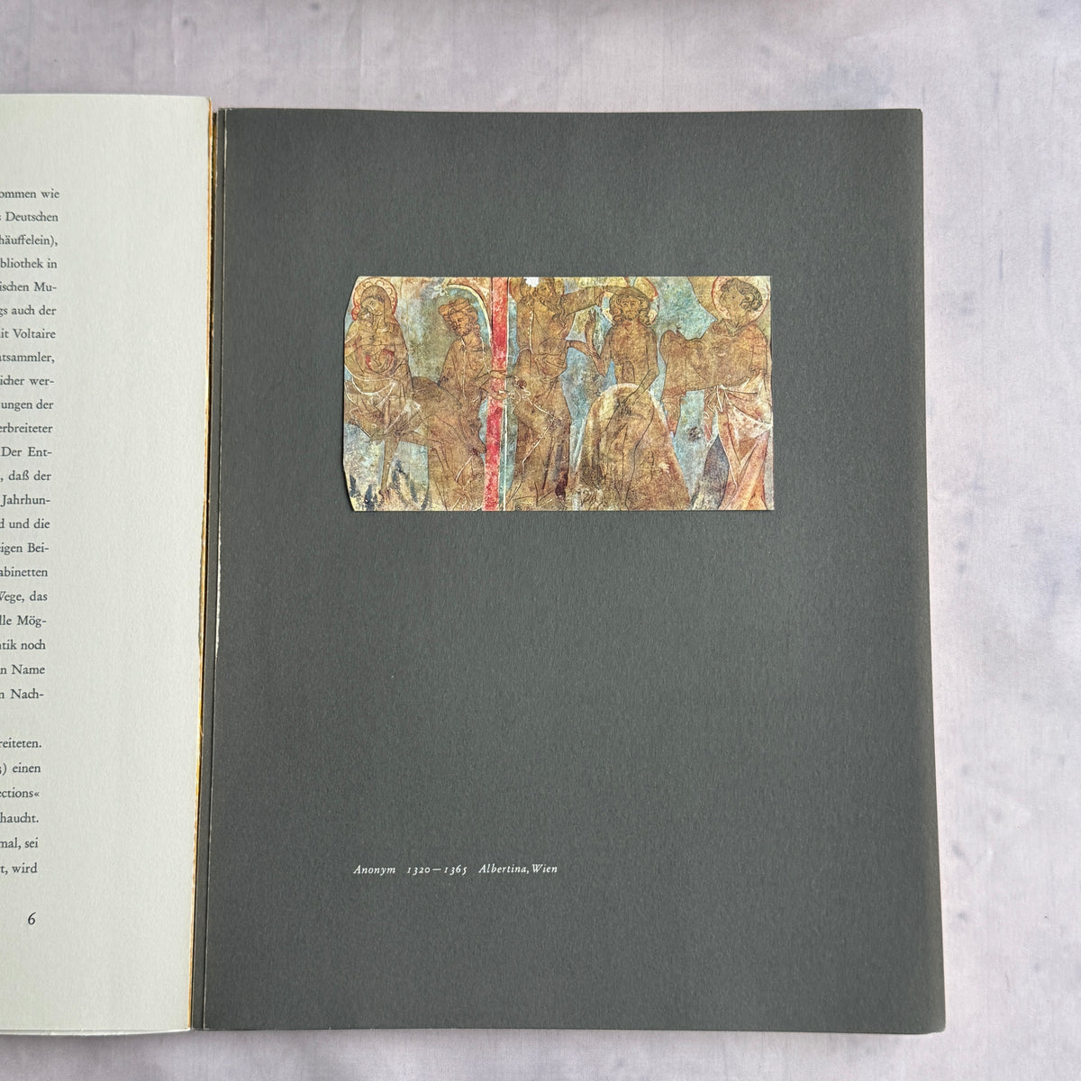 Medieval drawing reproduction from the Albertina on gray mount