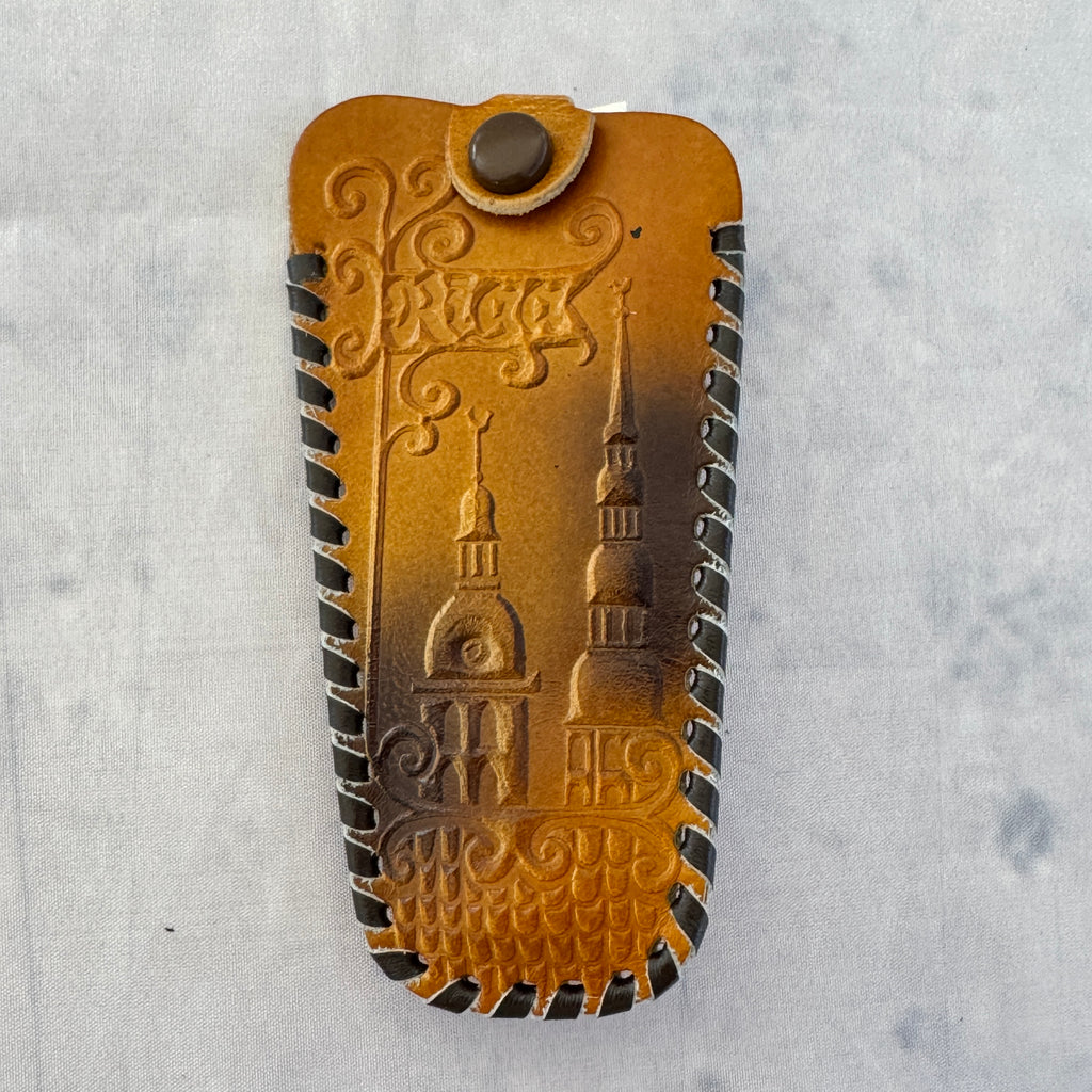 1981 Soviet Leather Key Holder Riga Latvia NOS w/ Tag – Embossed Retro Key Case Wallet