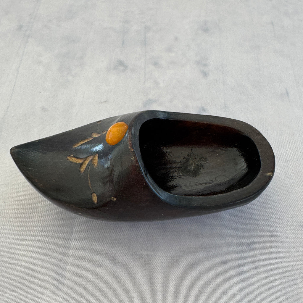 Soviet Wooden Shoe with Amber Inlay – Decorative Trinket Box/Ashtray