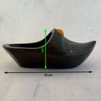 Soviet Wooden Shoe with Amber Inlay – Decorative Trinket Box/Ashtray