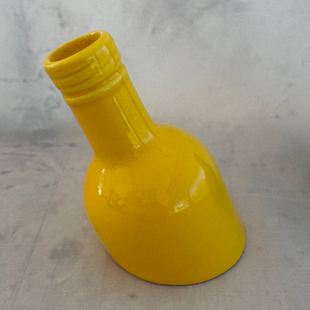 Mid Century Ceramic Vase Set Yellow Teal Bottle Shape Bud Vases Retro Decor