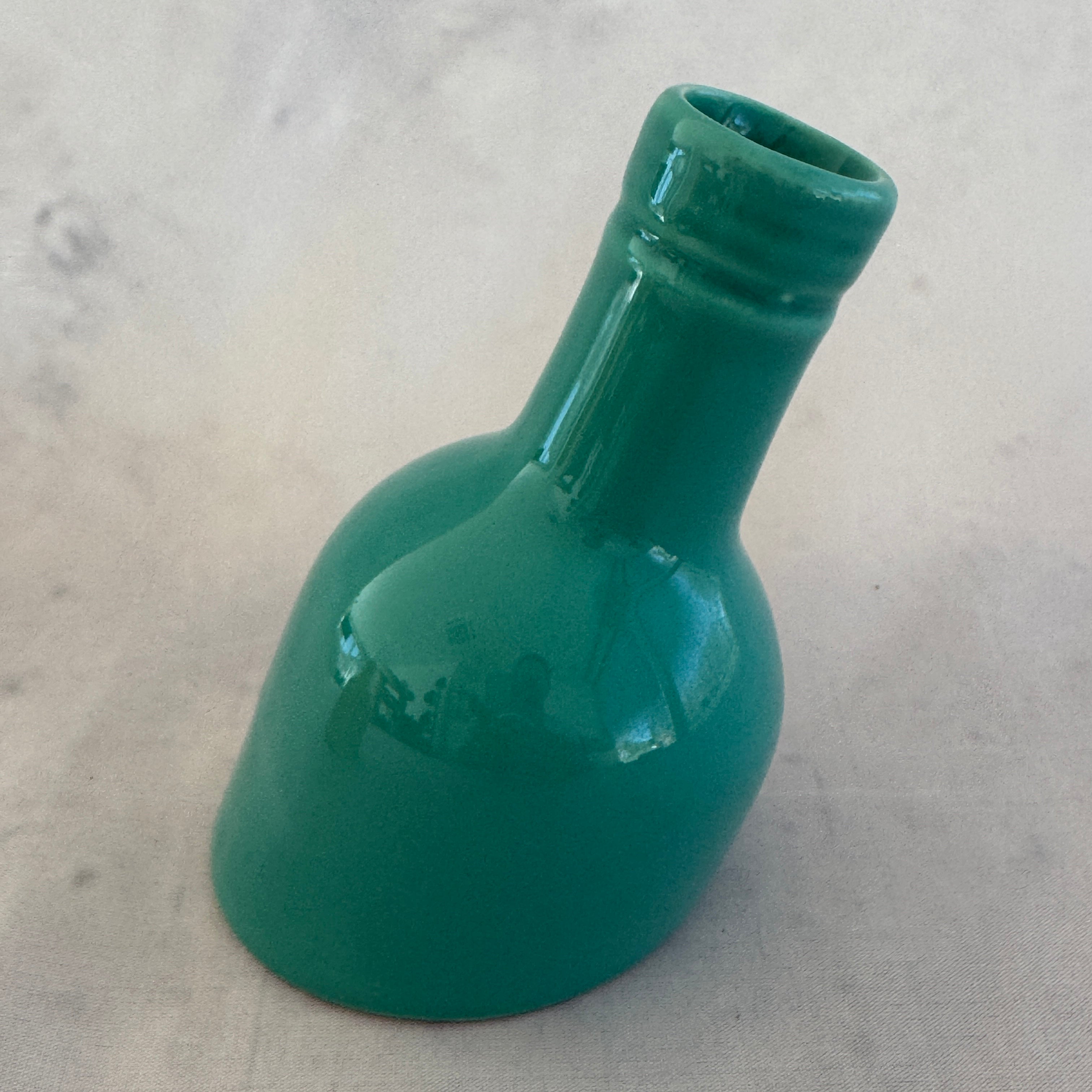 Mid Century Ceramic Vase Set Yellow Teal Bottle Shape Bud Vases Retro Decor