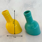 Mid Century Ceramic Vase Set Yellow Teal Bottle Shape Bud Vases Retro Decor