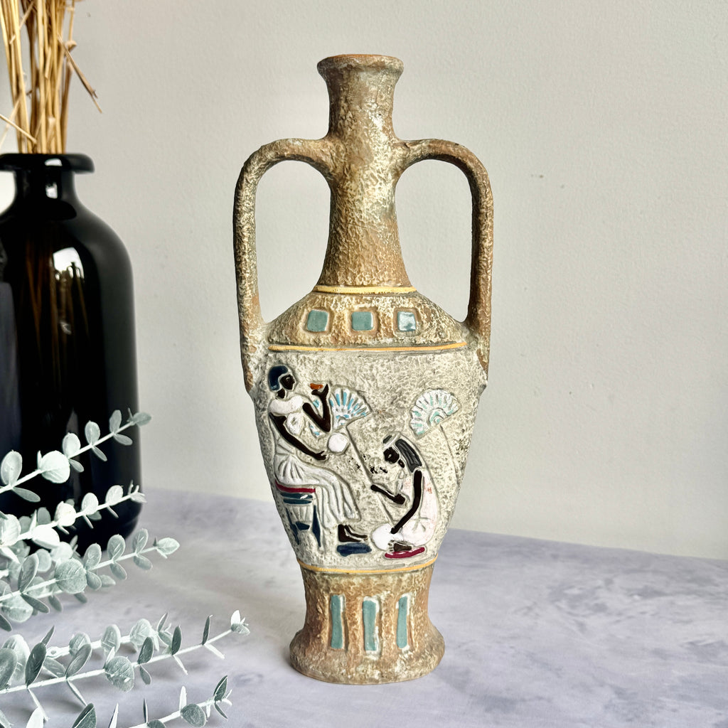 intage Egyptian Amphora Vase – Mid Century Ceramic Sculptural Decor (39 cm)