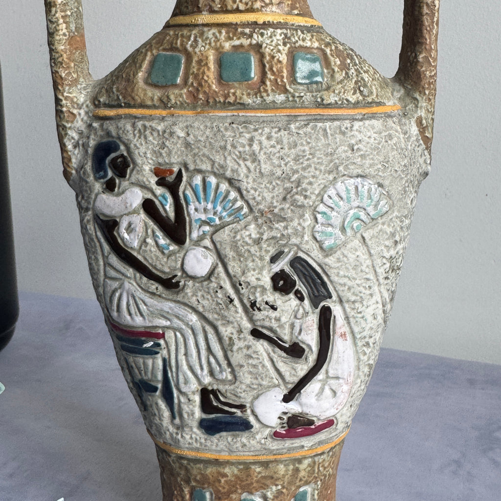 intage Egyptian Amphora Vase – Mid Century Ceramic Sculptural Decor (39 cm)