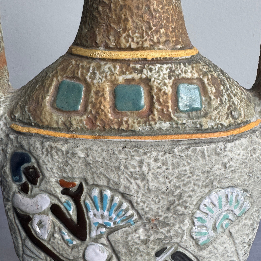intage Egyptian Amphora Vase – Mid Century Ceramic Sculptural Decor (39 cm)
