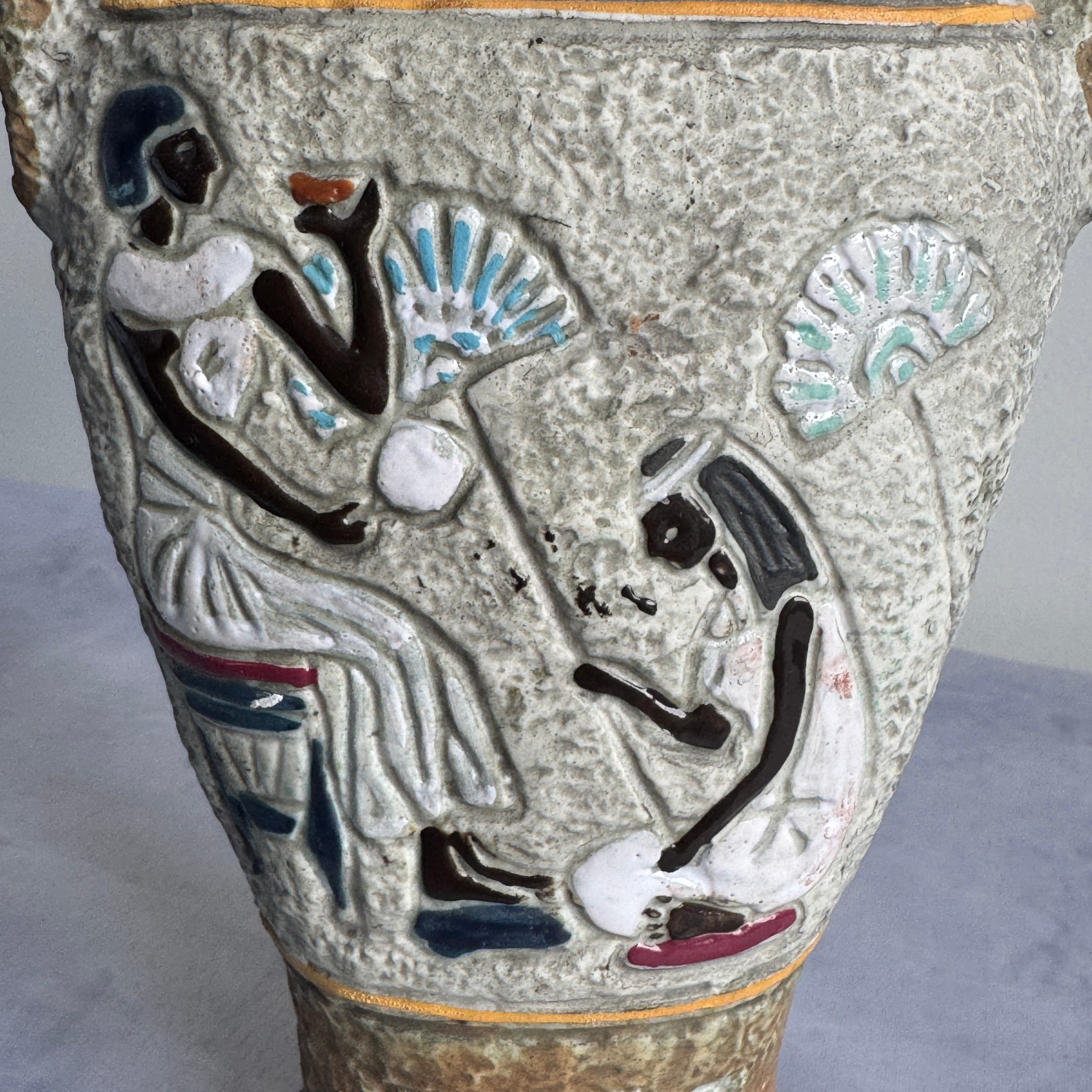 intage Egyptian Amphora Vase – Mid Century Ceramic Sculptural Decor (39 cm)