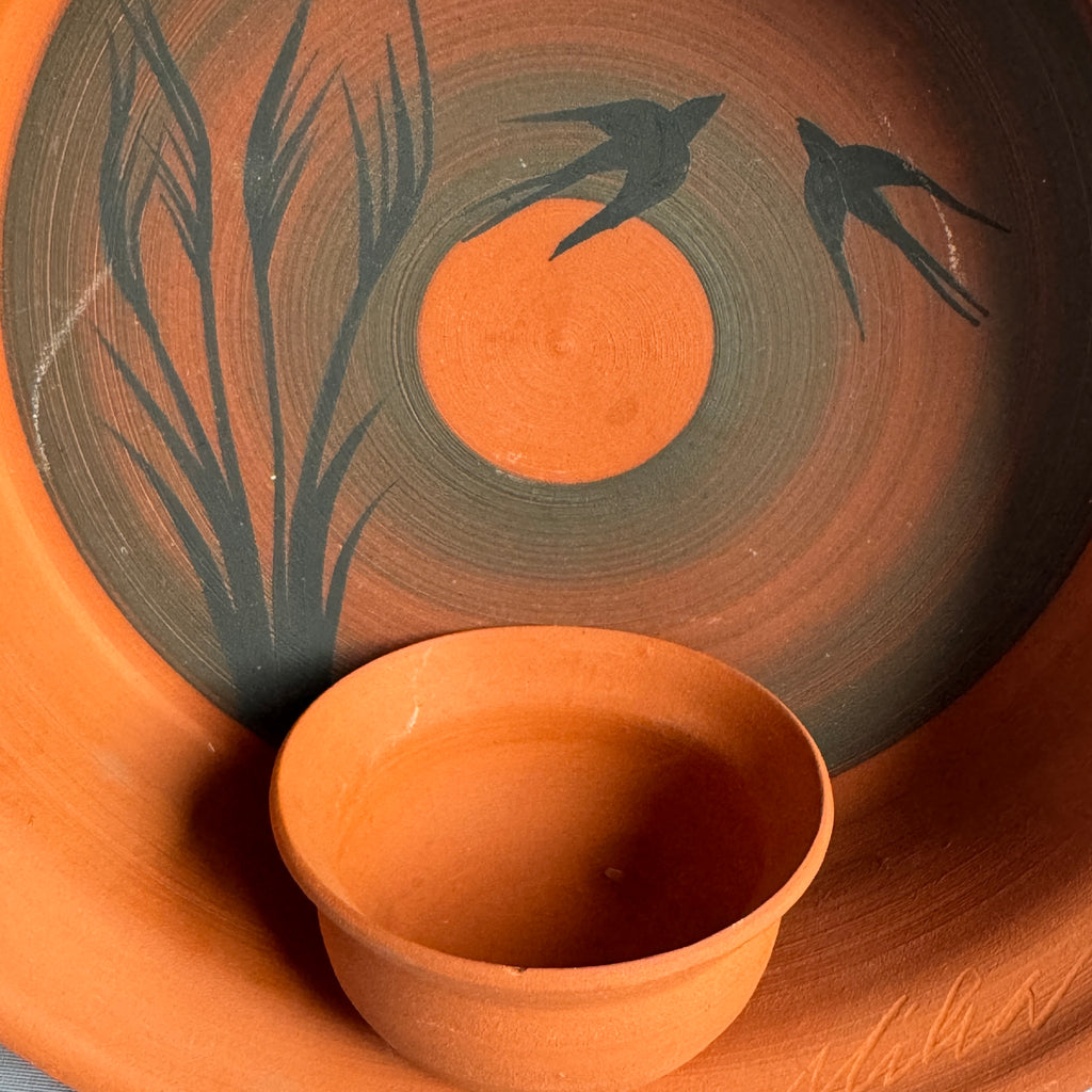 Signed Scandinavian Wall Candle Holder – Studio Pottery Terracotta Tealight Hanging Decor