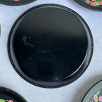 Vintage Metal Coaster Set of 6 – Berry Floral Black Retro Cottagecore Drink Coasters