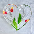 Walther Glas Nadine Tulip Glass Bowl – Vintage Heart Shaped Floral Art Glass Dish (Germany, 1990s)