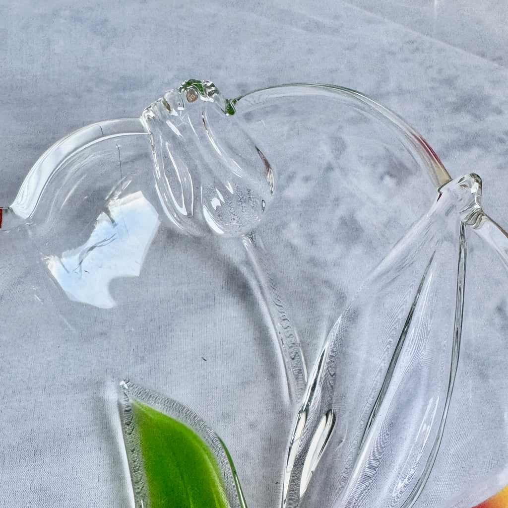 Walther Glas Nadine Tulip Glass Bowl – Vintage Heart Shaped Floral Art Glass Dish (Germany, 1990s)