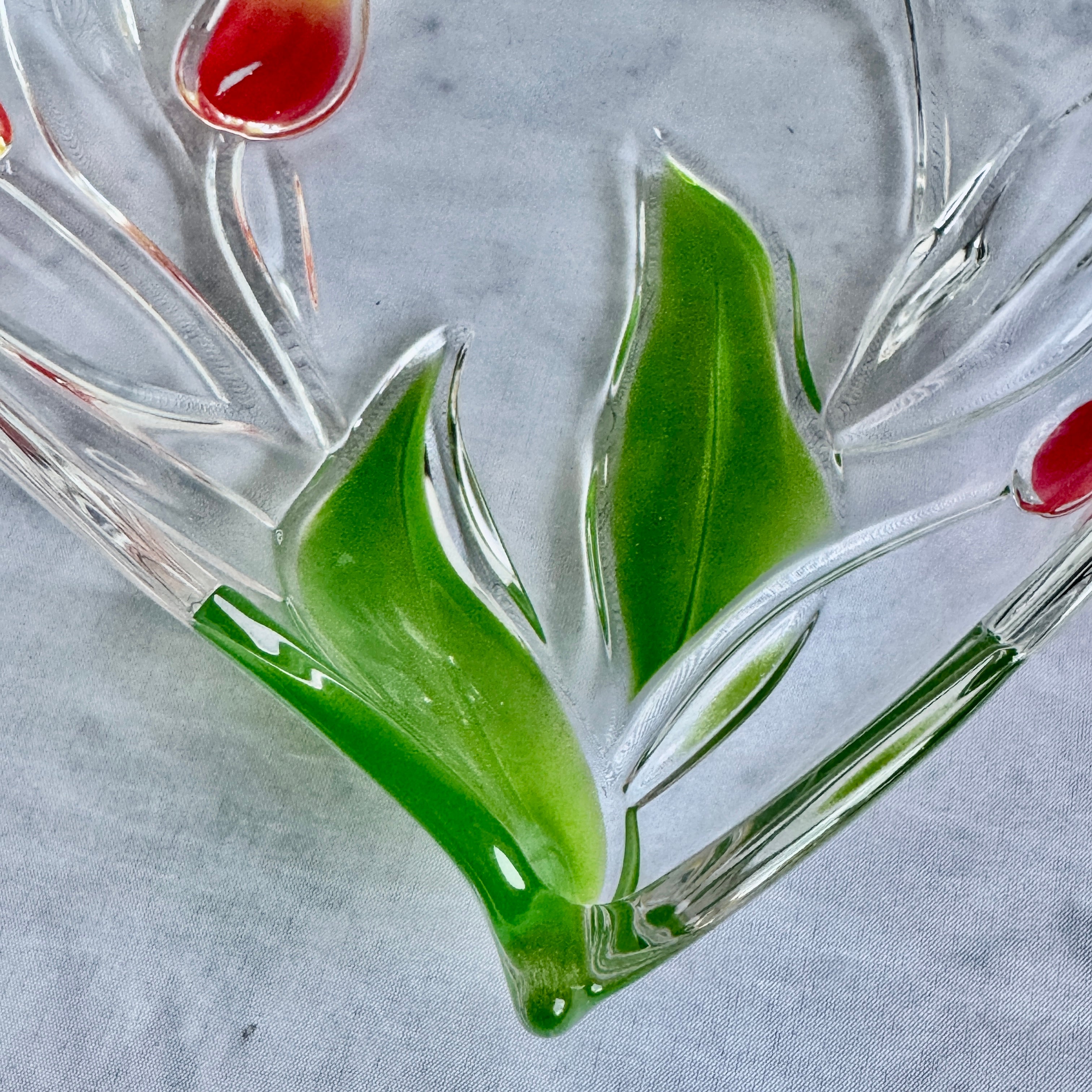 Walther Glas Nadine Tulip Glass Bowl – Vintage Heart Shaped Floral Art Glass Dish (Germany, 1990s)