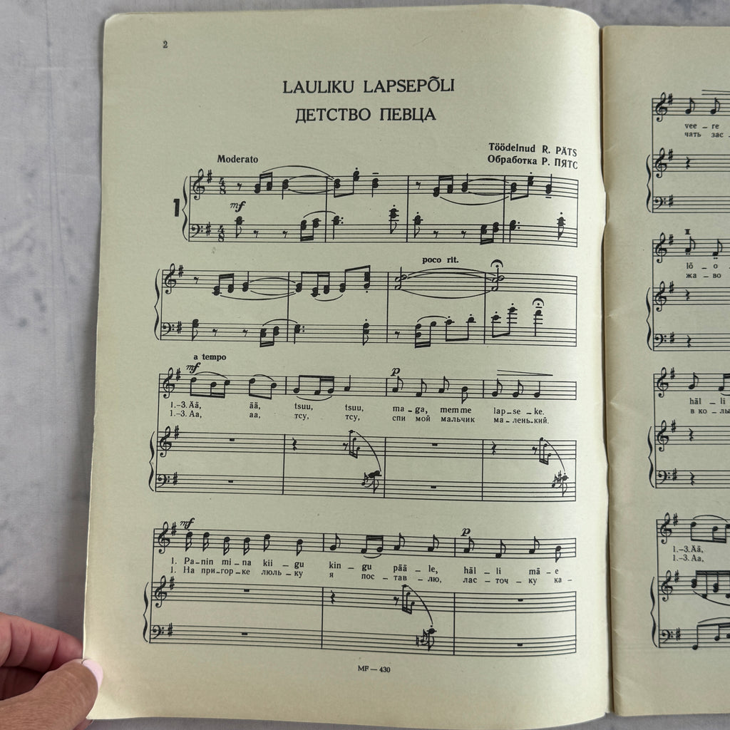EESTI Riho Päts Ten Estonian Folk Songs | Vintage Soviet Estonia Bilingual Sheet Music Booklet