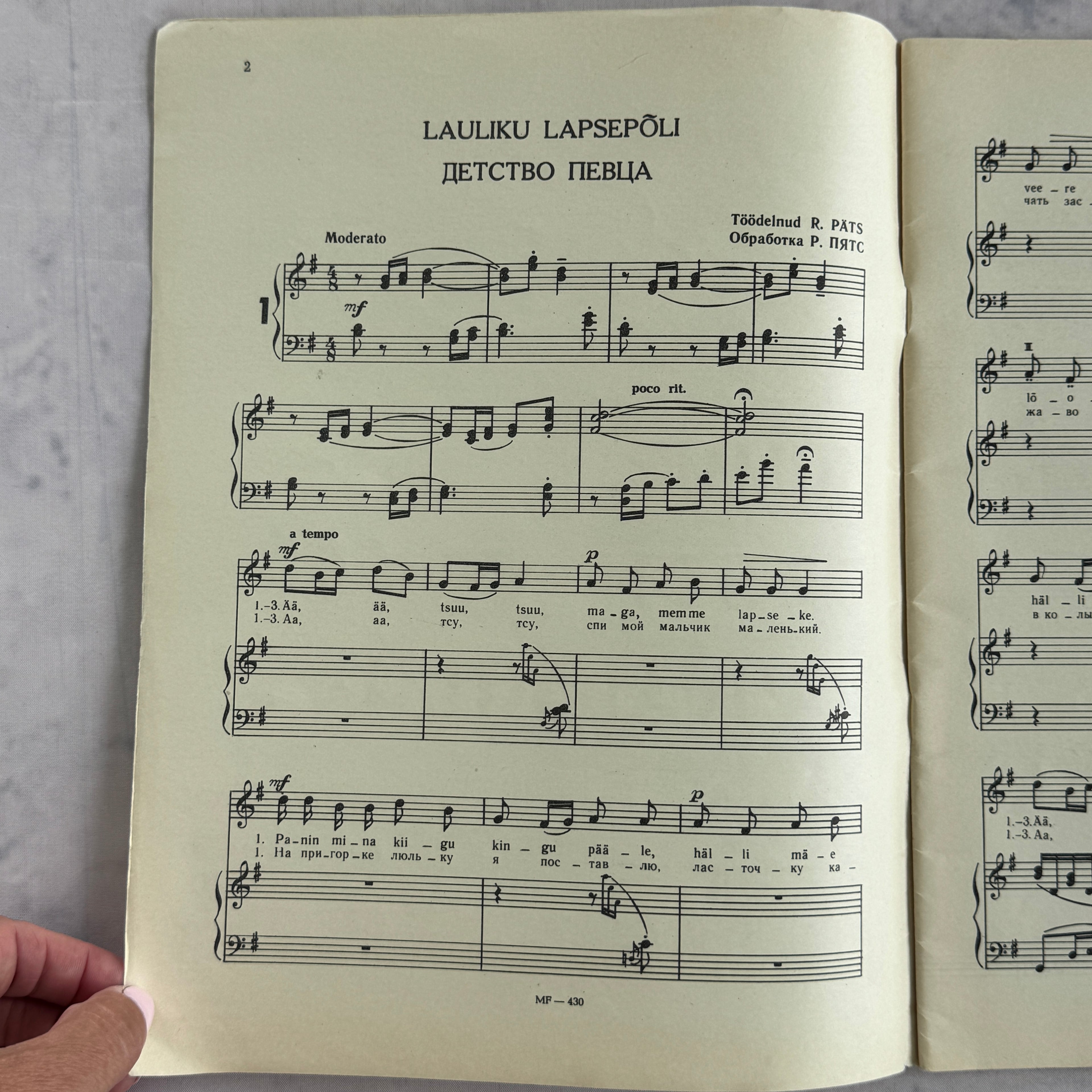 EESTI Riho Päts Ten Estonian Folk Songs | Vintage Soviet Estonia Bilingual Sheet Music Booklet