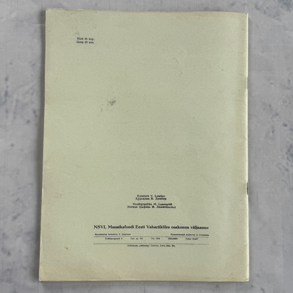 EESTI Riho Päts Ten Estonian Folk Songs | Vintage Soviet Estonia Bilingual Sheet Music Booklet