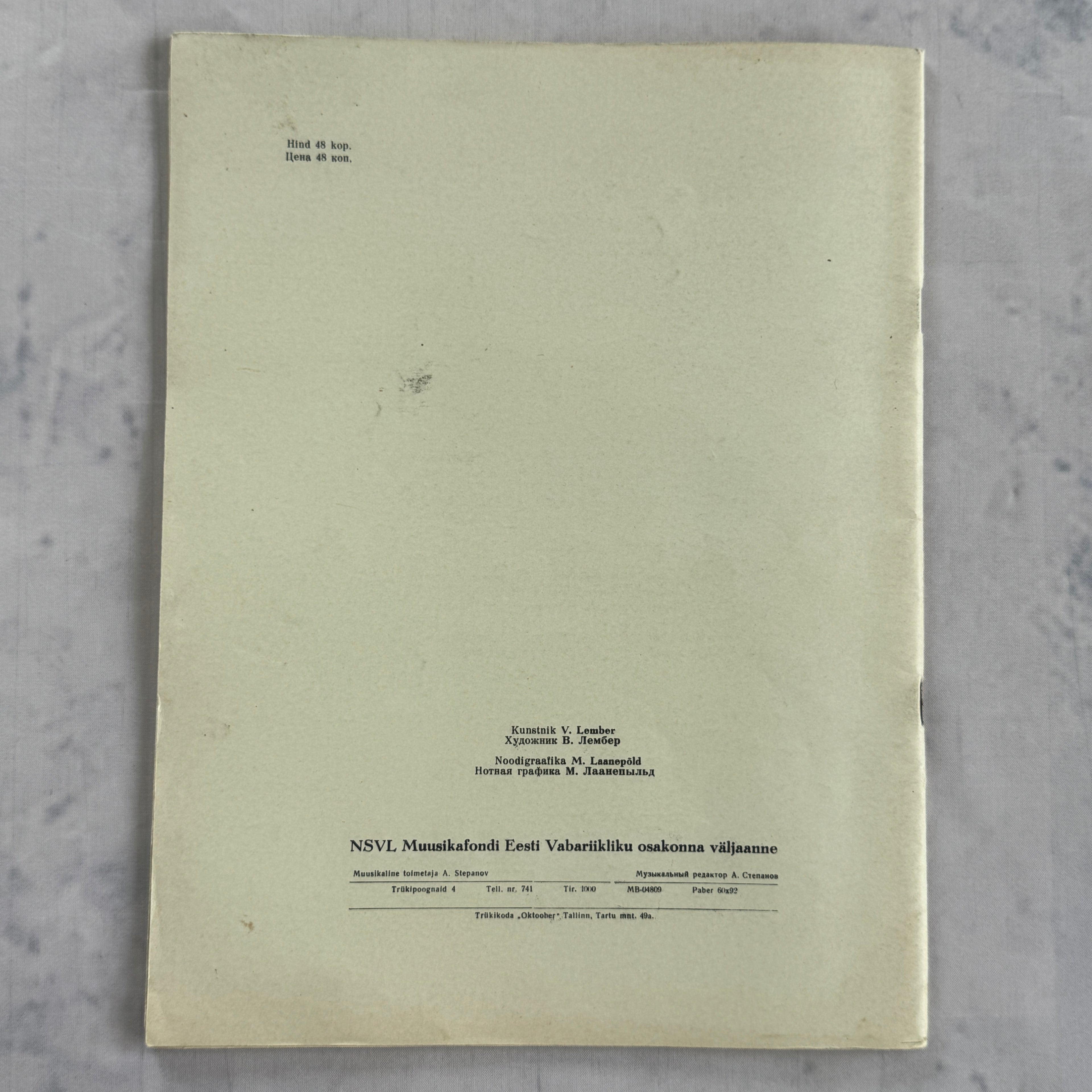 EESTI Riho Päts Ten Estonian Folk Songs | Vintage Soviet Estonia Bilingual Sheet Music Booklet