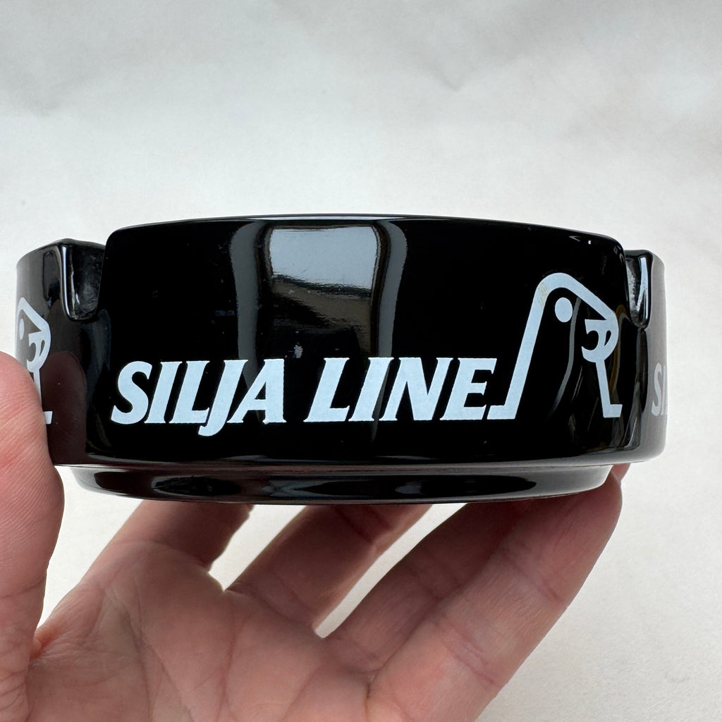 Vintage Silja Line Black Glass Advertising Ashtray