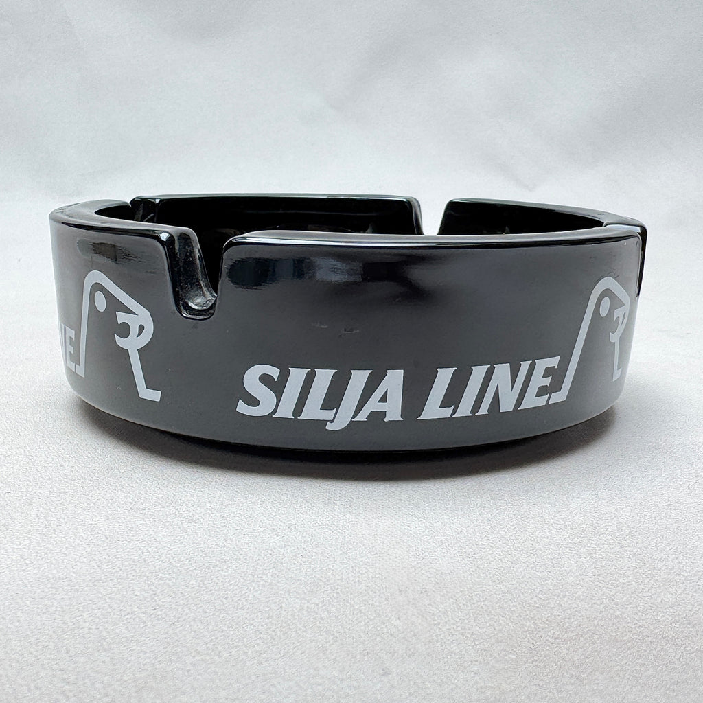 Vintage Silja Line Black Glass Advertising Ashtray