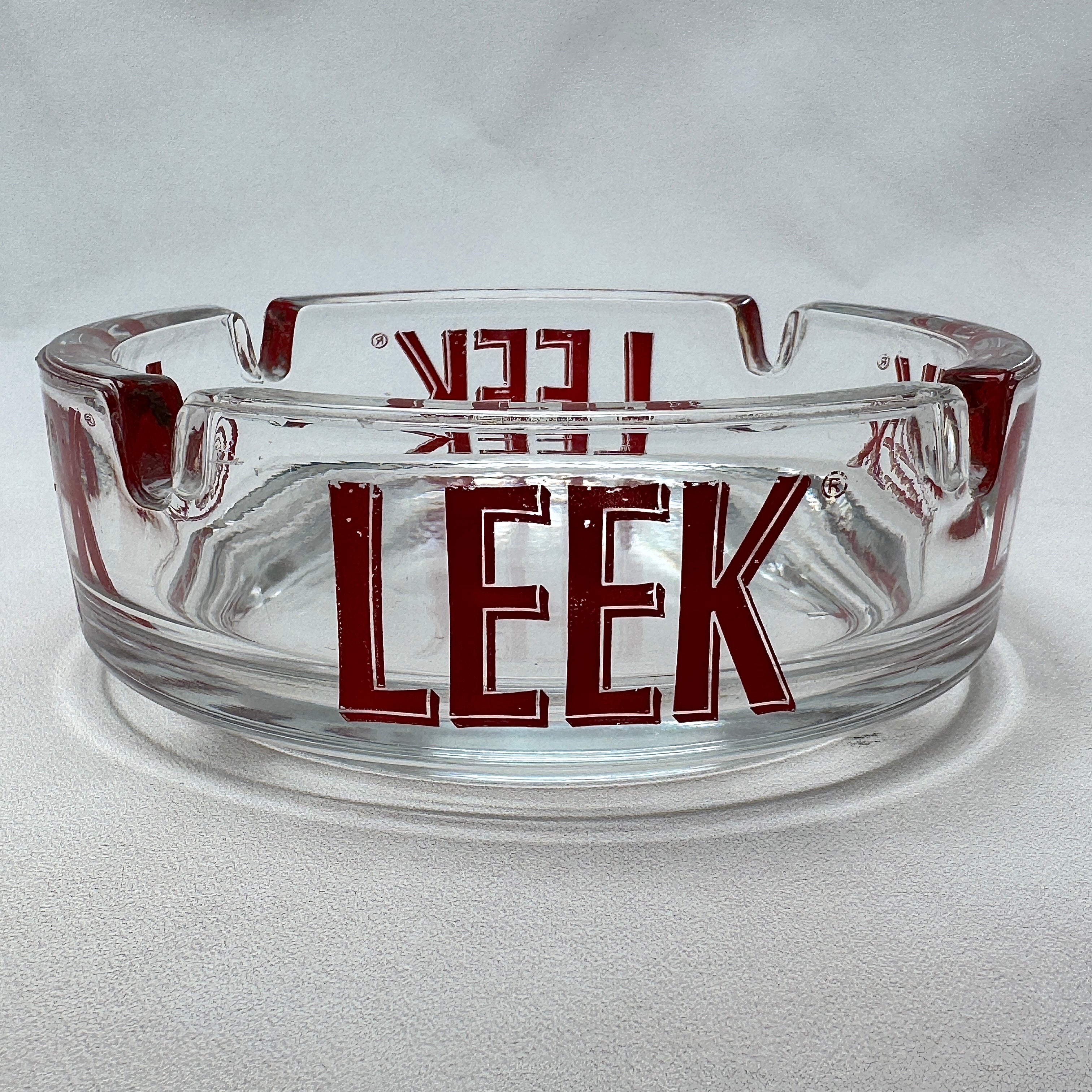 Vintage LEEK Cigarettes Glass Advertising Ashtray