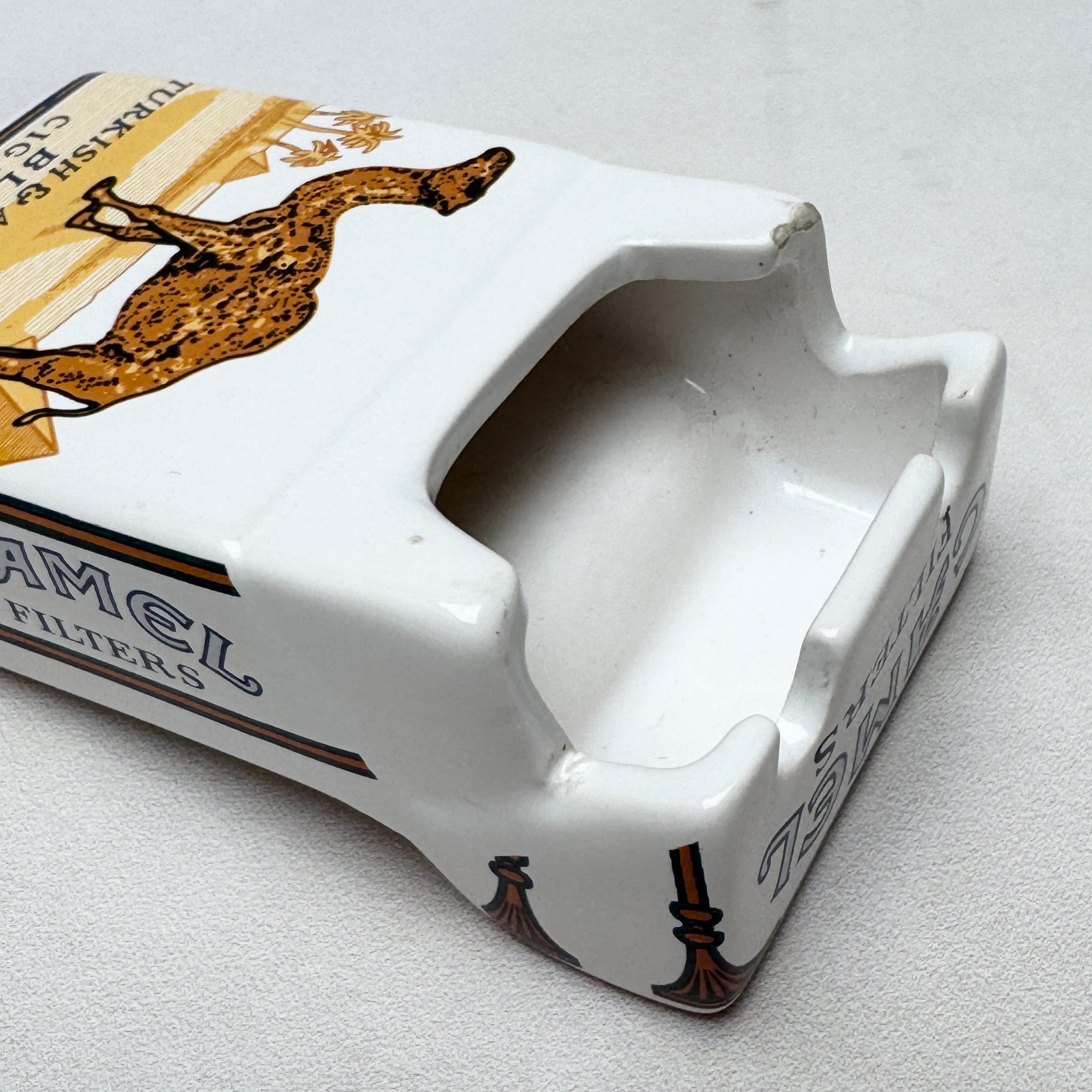 Vintage Camel Filters Cigarette Pack Ceramic Advertising Ashtray