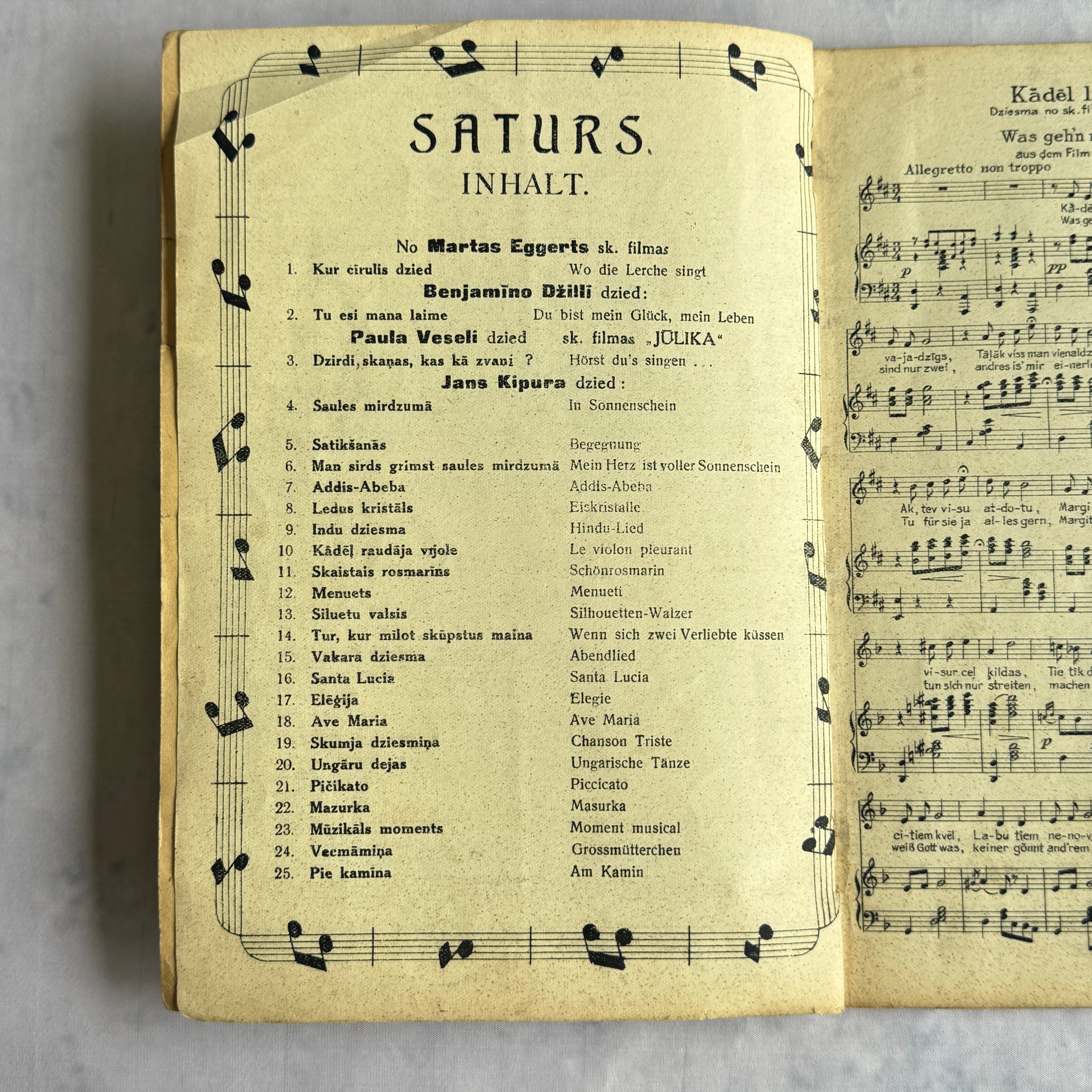 Mūzikas Almanachs No. 25 – Vintage Latvian Sheet Music Book | Riga, Kazanova