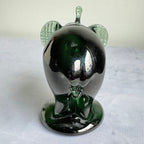 Green Art Glass Elephant Figurine – Hand Blown Glass Animal Sculpture, Mid-Century Style Decor
