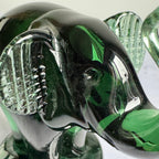 Green Art Glass Elephant Figurine – Hand Blown Glass Animal Sculpture, Mid-Century Style Decor