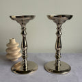 Pair of Silver Tone Metal Candlesticks – 21 cm