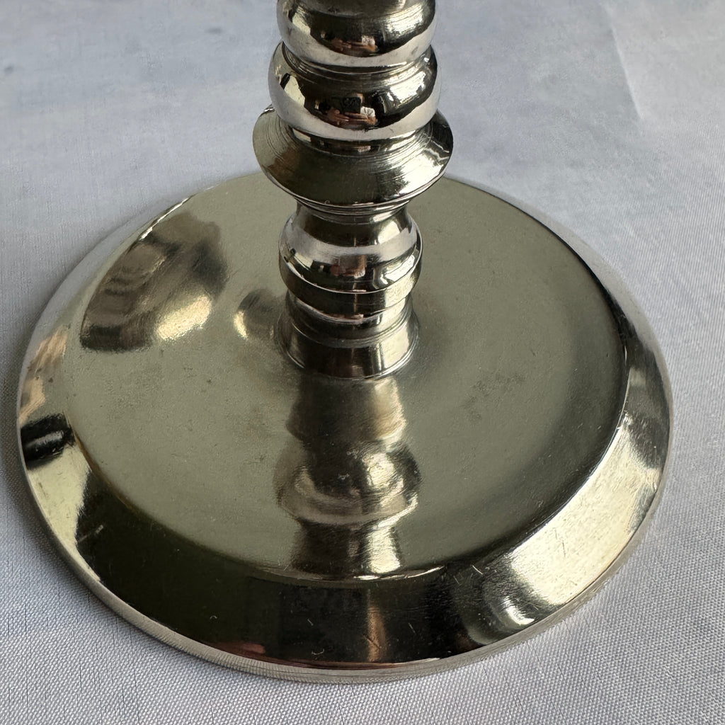 Pair of Silver Tone Metal Candlesticks – 21 cm