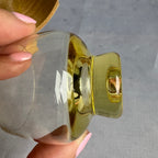 Set of 6 USSR Amber Shot Glasses with Wooden Serving Tray (1960s–1980s)