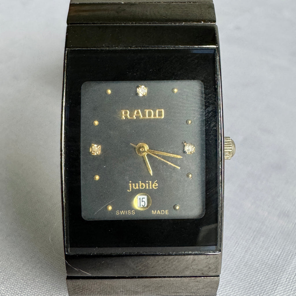 RADO Jubilé Swiss High-Tech Ceramic Quartz Watch – Black Dial, Date Display