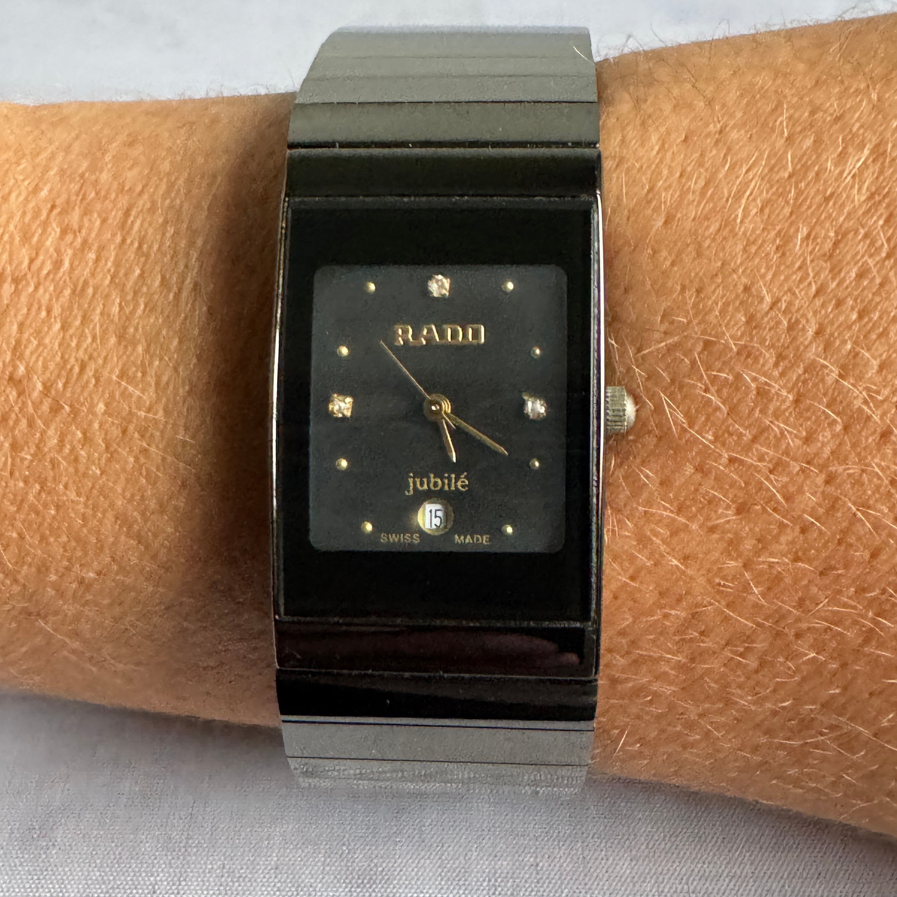 RADO Jubilé Swiss High-Tech Ceramic Quartz Watch – Black Dial, Date Display