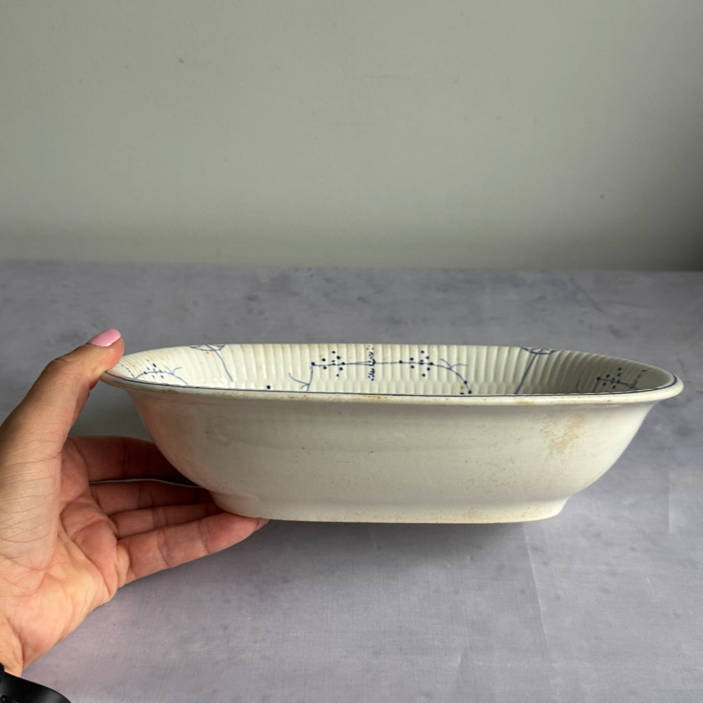 Antique Villeroy & Boch Dresden Blue Oval Serving Bowl VIL7, 26 cm