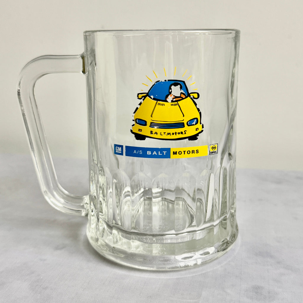 A/S Balt Motors Opel GM Promotional Glass Beer Mug – Dema England 570ml | 1990s Estonia