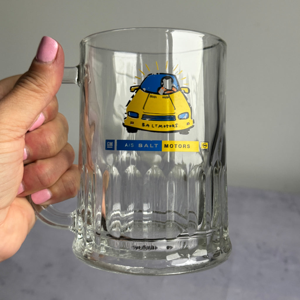 A/S Balt Motors Opel GM Promotional Glass Beer Mug – Dema England 570ml | 1990s Estonia