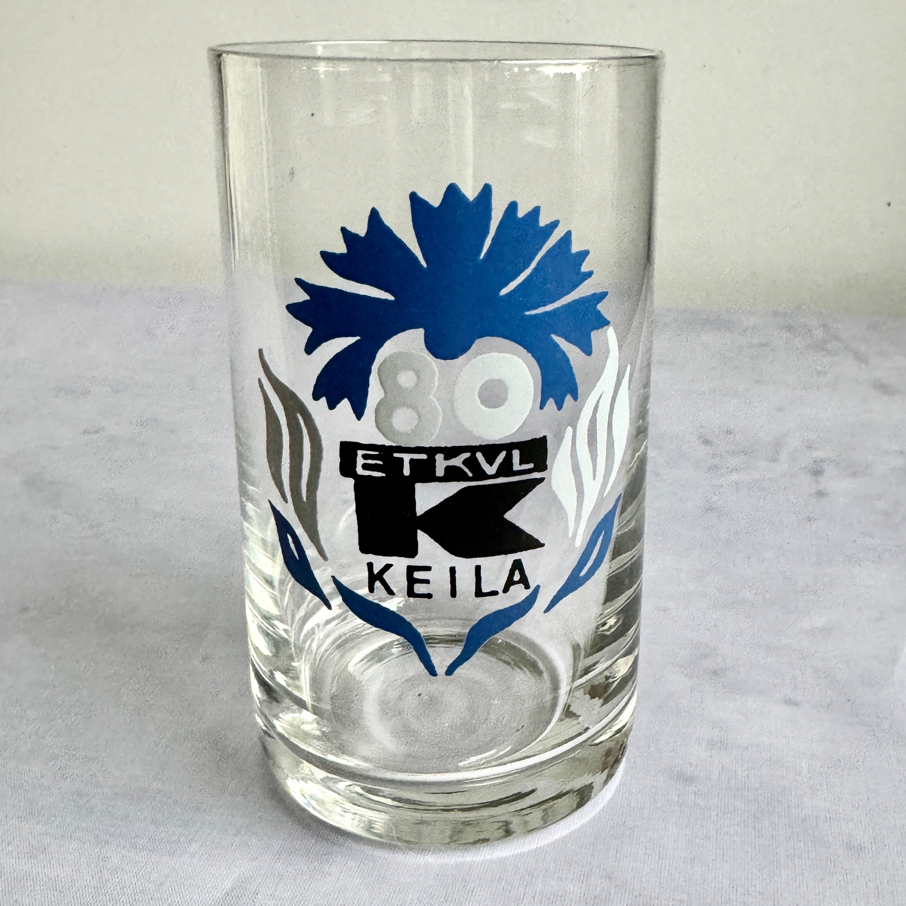 ETKVL Keila 80 Commemorative Glass with Estonian Cornflower Motif
