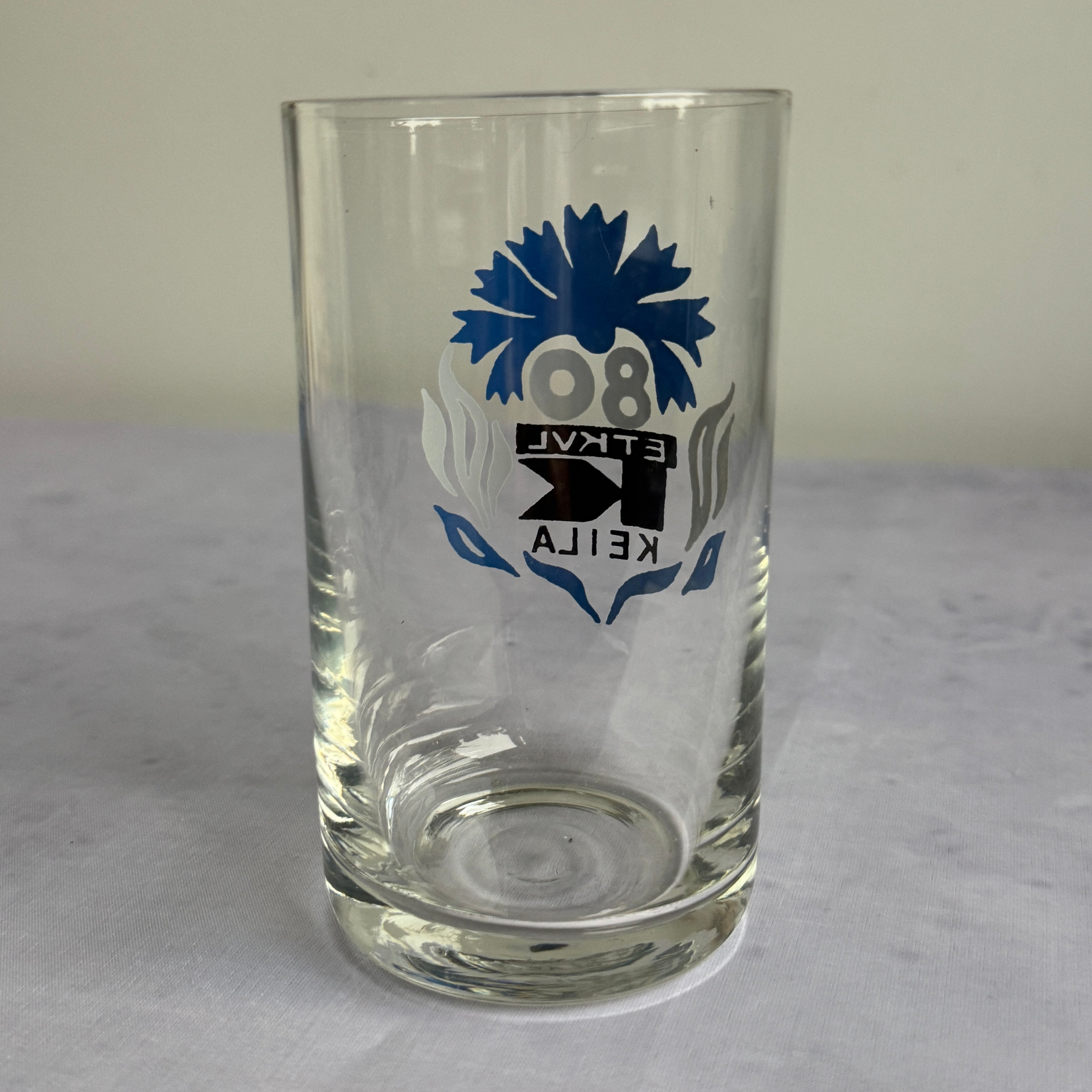 ETKVL Keila 80 Commemorative Glass with Estonian Cornflower Motif