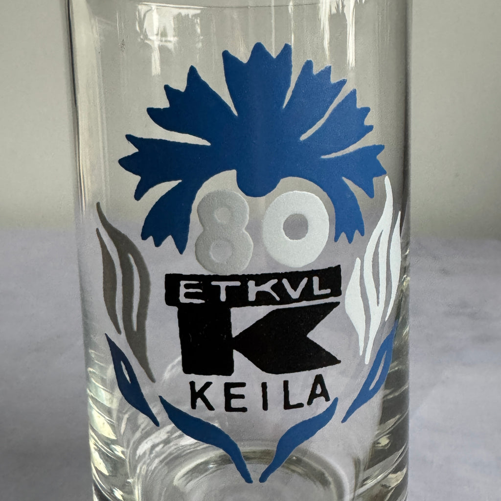 ETKVL Keila 80 Commemorative Glass with Estonian Cornflower Motif