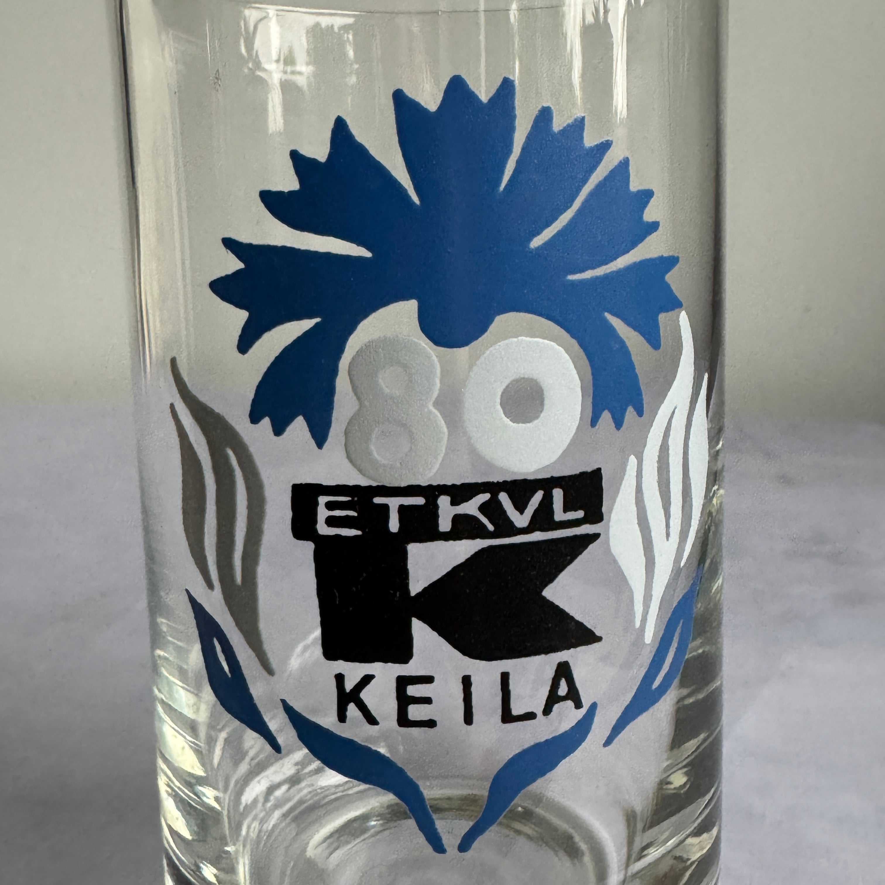ETKVL Keila 80 Commemorative Glass with Estonian Cornflower Motif