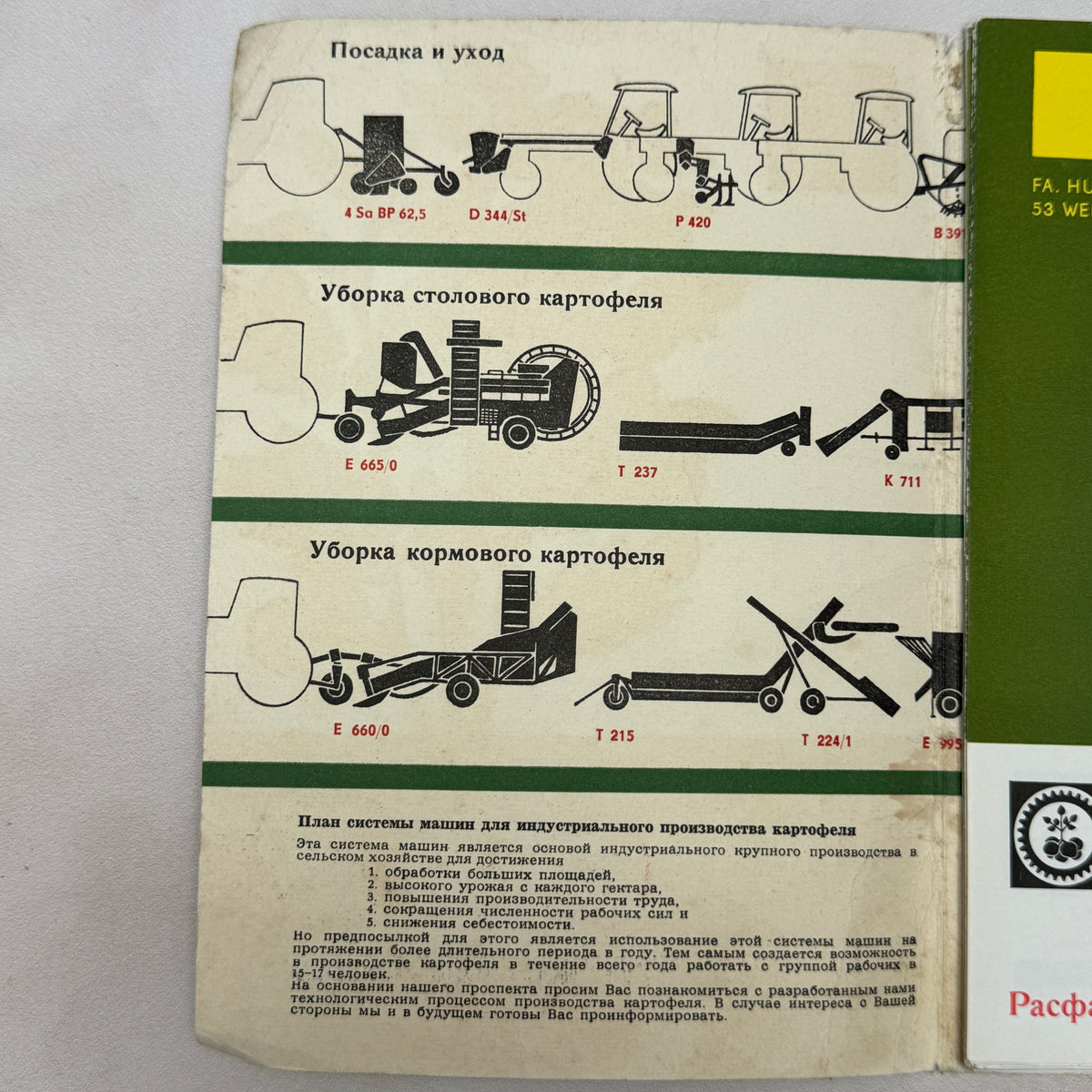 1968 DDR VEB Weimar-Werk Potato Machinery Catalog 15 Russian USSR Sheets