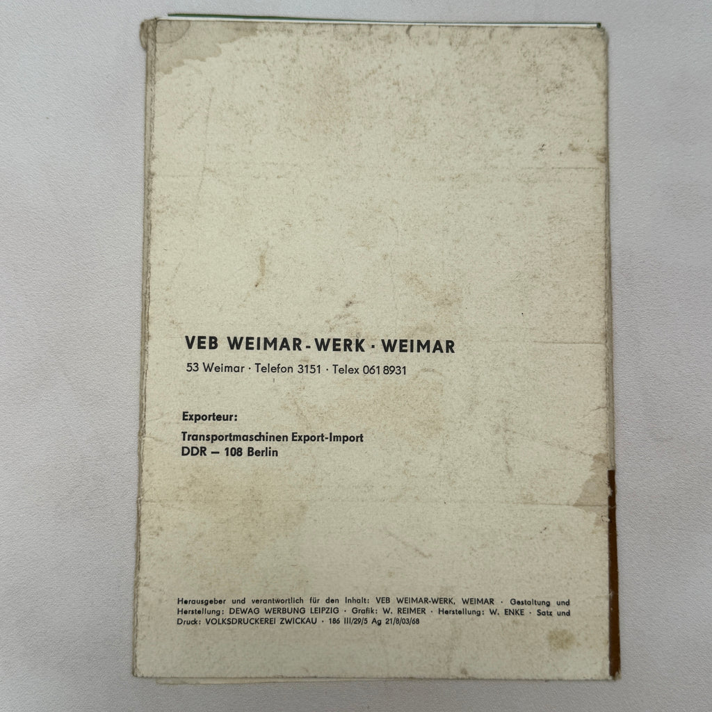 1968 DDR VEB Weimar-Werk Potato Machinery Catalog 15 Russian USSR Sheets