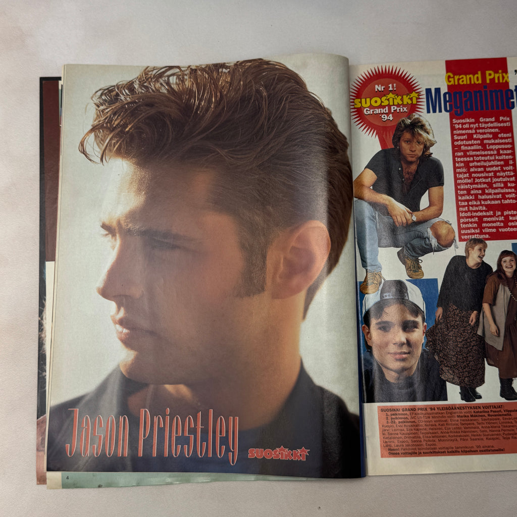 Suosikki 1/1995 Jason Priestley pin-up and Grand Prix 94