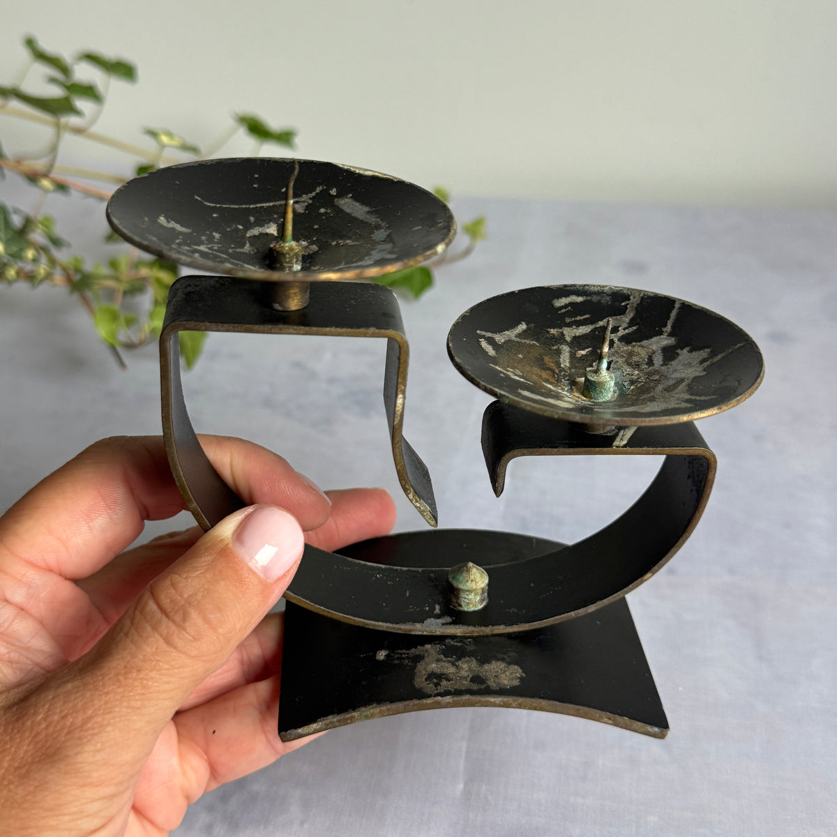 Estonian Modernist Double Candle Holder – 1960s–1970s