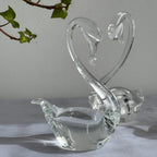 Hand Blown Clear Glass Swan Family – Set of 3