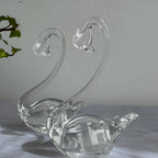 Hand Blown Clear Glass Swan Family – Set of 3